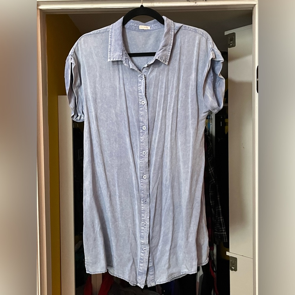 “DENIM” BUTTON DOWN MINI DRESS
